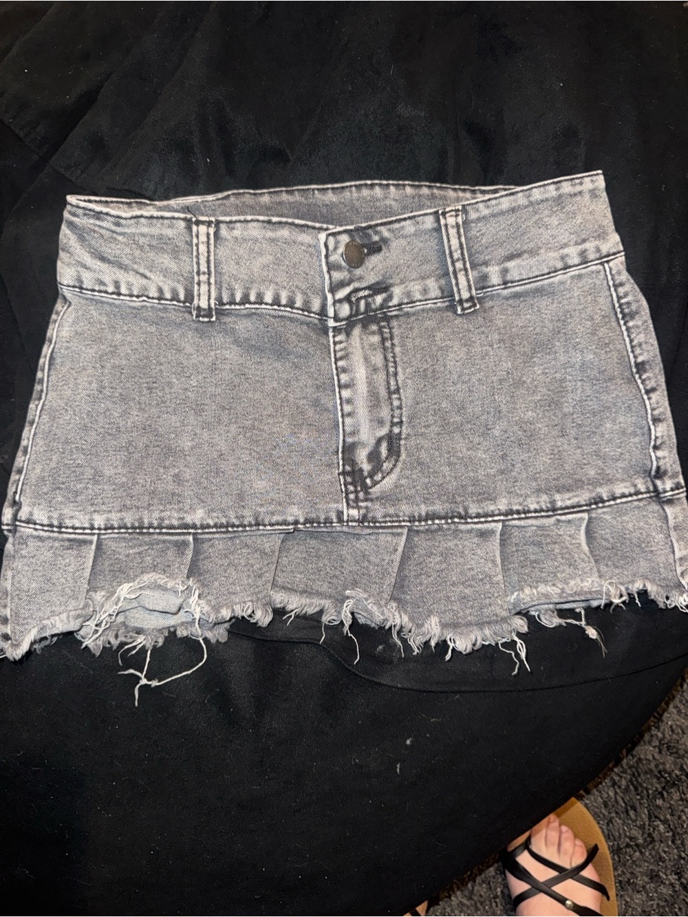SHEIN Light Gray Acid Wash Denim Mini Skirt